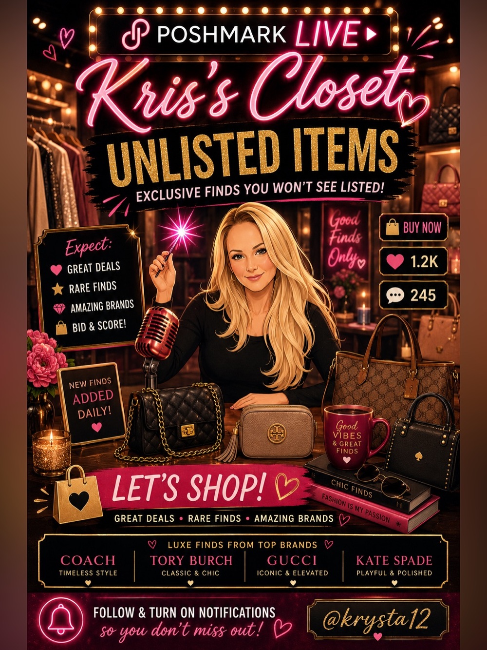 Kris’ Closet Live Flyer | Unlisted Designer Finds Auction